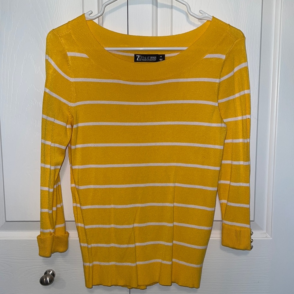 Yellow and white NY&Co 3/4 sleeve top